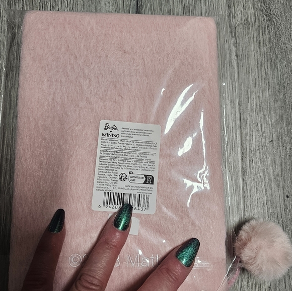 Barbie Plush Faux Pink Hardcover Embossed Journal Notebook by Mattel - Picture 5 of 7